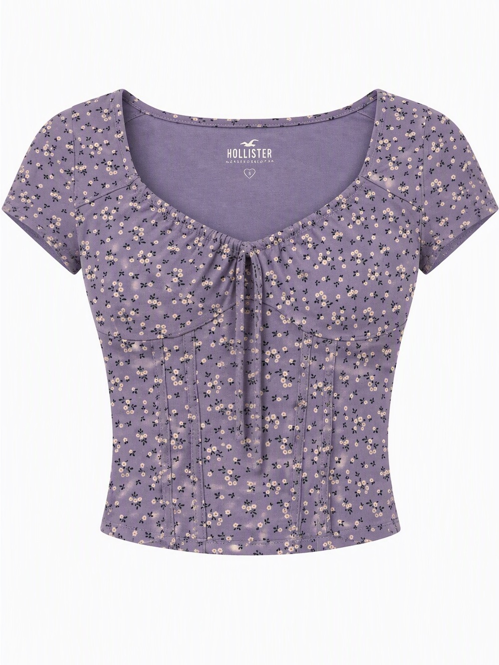 Hollister Purple Floral Scoop-Neck Crop Top